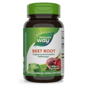 Nature's Way Beet Root, Supports Antioxidant Pathways*, Helps Neutralize Free Radicals*, 1,000 mg per 2-Capsule Serving, Vegan, 100 Capsules