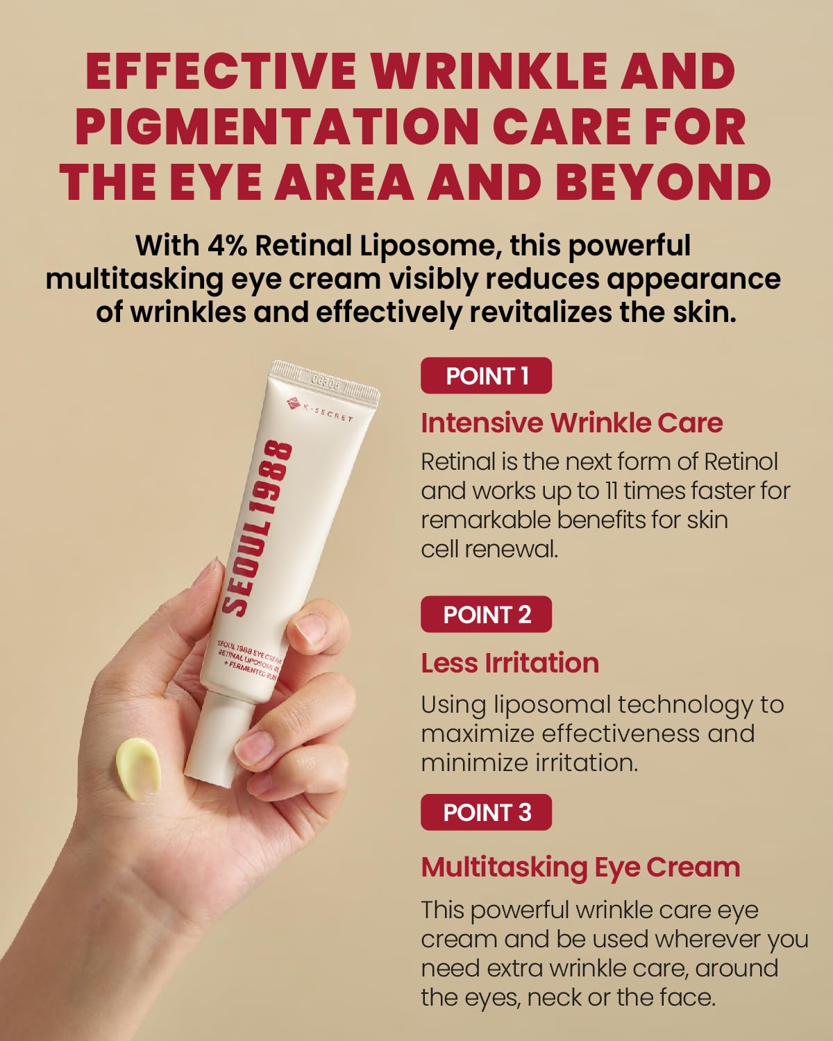 KSECRET SEOUL 1988 Eye Cream : Retinal Liposome 4% + Fermented Bean, 30ml/1.01 fl.oz. - Image 6