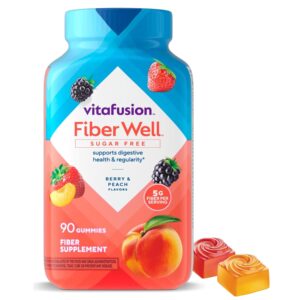 Vitafusion Fiber Well Gummies, Sugar Free Fiber Supplement, Gummies for Adults, Strawberry & Blackberry Flavors, 90 Count