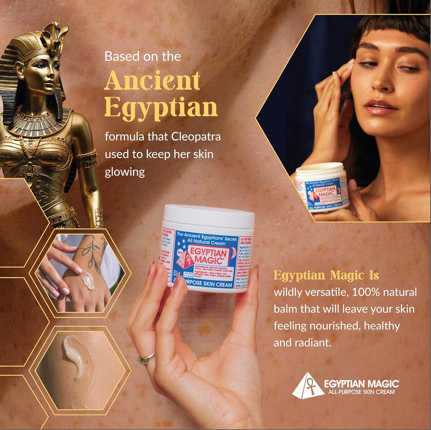 Egyptian Magic - All Purpose Face, Body, and Dry Skin Moisturizing Cream, Skin Protectant for Women & Men, Eczema Care Healing Balm, Scar Treatment, Stretch Marks, and Tattoo Aftercare, 2oz Jar - Image 3