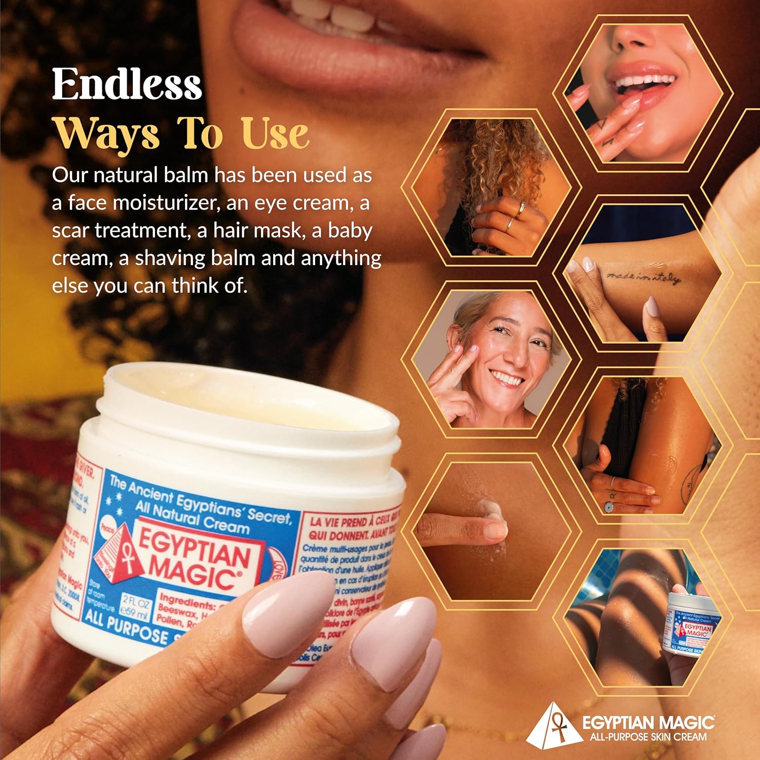 Egyptian Magic - All Purpose Face, Body, and Dry Skin Moisturizing Cream, Skin Protectant for Women & Men, Eczema Care Healing Balm, Scar Treatment, Stretch Marks, and Tattoo Aftercare, 2oz Jar - Image 6