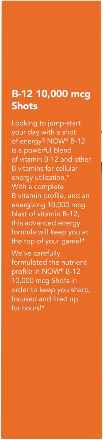 NOW Foods B-12 10,000mcg Shots 0.5 ounce 12 Count Box Mixed Berry - Image 3