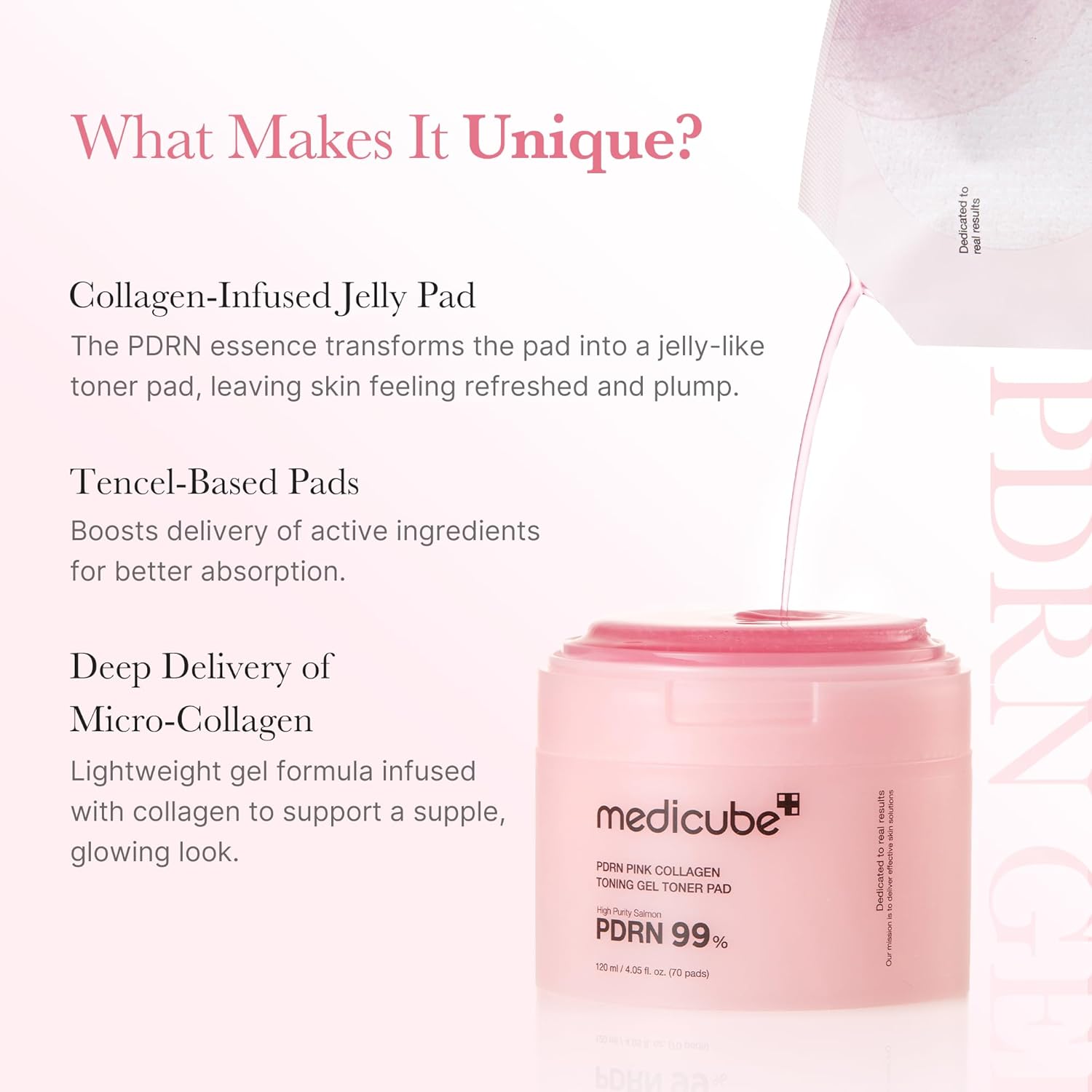 medicube Salmon DNA PDRN Pink Collagen Jelly Pad | Korean Gel Toner Pads with Niacinamide, Madecassoside, Retinol | Soothing, Radiance&Uneven Skin Tone | Korean Skin Care | 70Pads - Image 5