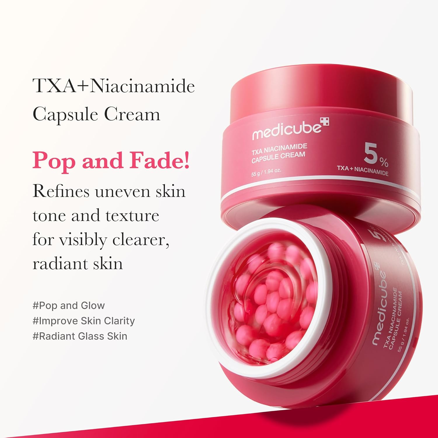 medicube TXA+Niacinamide Capsule Cream | Dual Radiance Moisturizer, Ideal for Use After Spot Care | For Uneven Skin Tone, Texture & Hydration | 99% Pure Tranexamic Acid | Korean Skincare | 1.94oz - Image 3