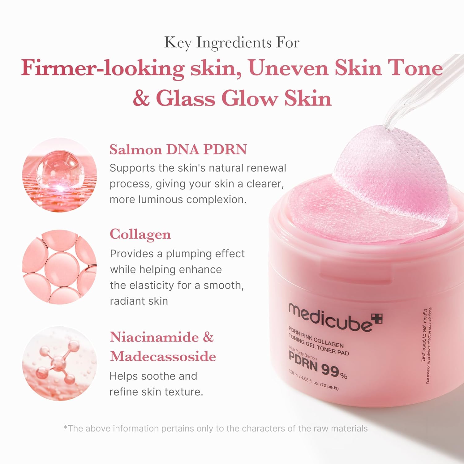 medicube Salmon DNA PDRN Pink Collagen Jelly Pad | Korean Gel Toner Pads with Niacinamide, Madecassoside, Retinol | Soothing, Radiance&Uneven Skin Tone | Korean Skin Care | 70Pads - Image 6