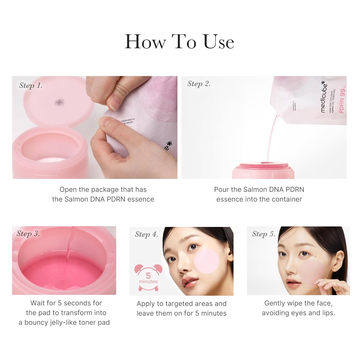 medicube Salmon DNA PDRN Pink Collagen Jelly Pad | Korean Gel Toner Pads with Niacinamide, Madecassoside, Retinol | Soothing, Radiance&Uneven Skin Tone | Korean Skin Care | 70Pads - Image 9