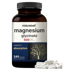 NatureBell Magnesium Glycinate Capsules 500mg | 240 Count |