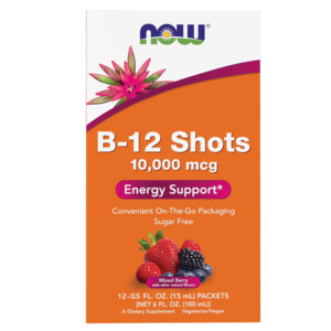 NOW Foods B-12 10,000mcg Shots 0.5 ounce 12 Count Box Mixed Berry