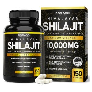 Pure Himalayan Shilajit with 85+ Trace Minerals (150 Capsules, 1000mg Extract per Serving) Pure Shilajit Capsules