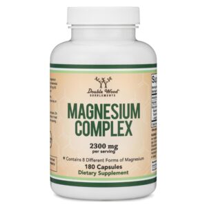 Double Wood Magnesium Complex Supplement 180 Capsules (426mg Elemental Magnesium Provided by 2,300mg of Eight Different Forms of Magnesium) MAG-8 (Packaging may Vary)