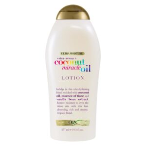 OGX Extra Creamy + Coconut Miracle Oil Ultra Moisture Body Lotion with Vanilla Bean, All Skin Types, 19.5 Ounce