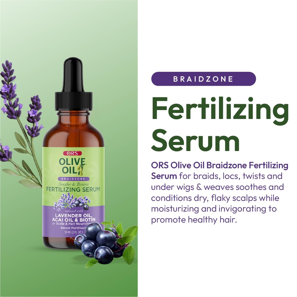 ORS Olive Oil Braidzone Fertilizing Serum with Lavender, Acai & Biotin for Hair & Scalp 2 oz (Online Only)
