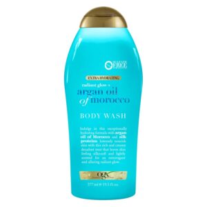OGX Radiant Glow + Argan Oil of Morocco Extra Hydrating Body Wash for Dry Skin, Moisturizing Gel Cleanser for Silky Soft Skin, 19.5 fl oz