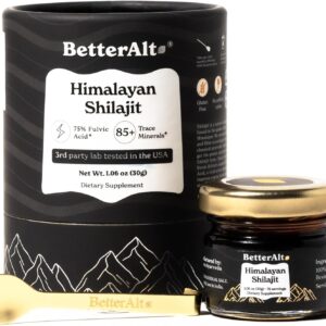 Better Alt Pure Himalayan Shilajit Resin | High Potency for Men & Women | 75 Servings for Stamina and Muscle Building, 85+ Trace Minerals, 75% Fulvic Acid, with Lab Test Report, 400mg