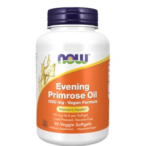NOW Foods Supplements, Evening Primrose Oil 1000 mg, Cold Pressed, Hexane Free, VEGAN Formula, 90 Veg Softgels