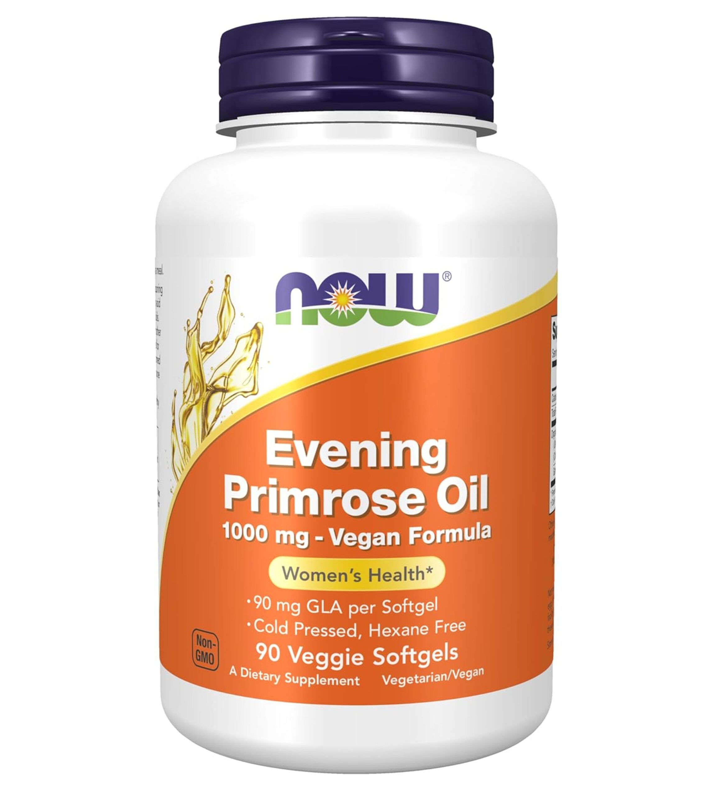 NOW Foods Supplements, Evening Primrose Oil 1000 mg, Cold Pressed, Hexane Free, VEGAN Formula, 90 Veg Softgels - Image 4