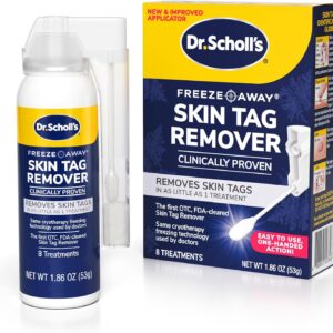 Dr. Scholl's Freeze Away Skin Tag Remover - Clinically Proven Skin tag Removal in as Little as 1 Treatment. 1 Skin tag Removal kit, 8 Treatments.