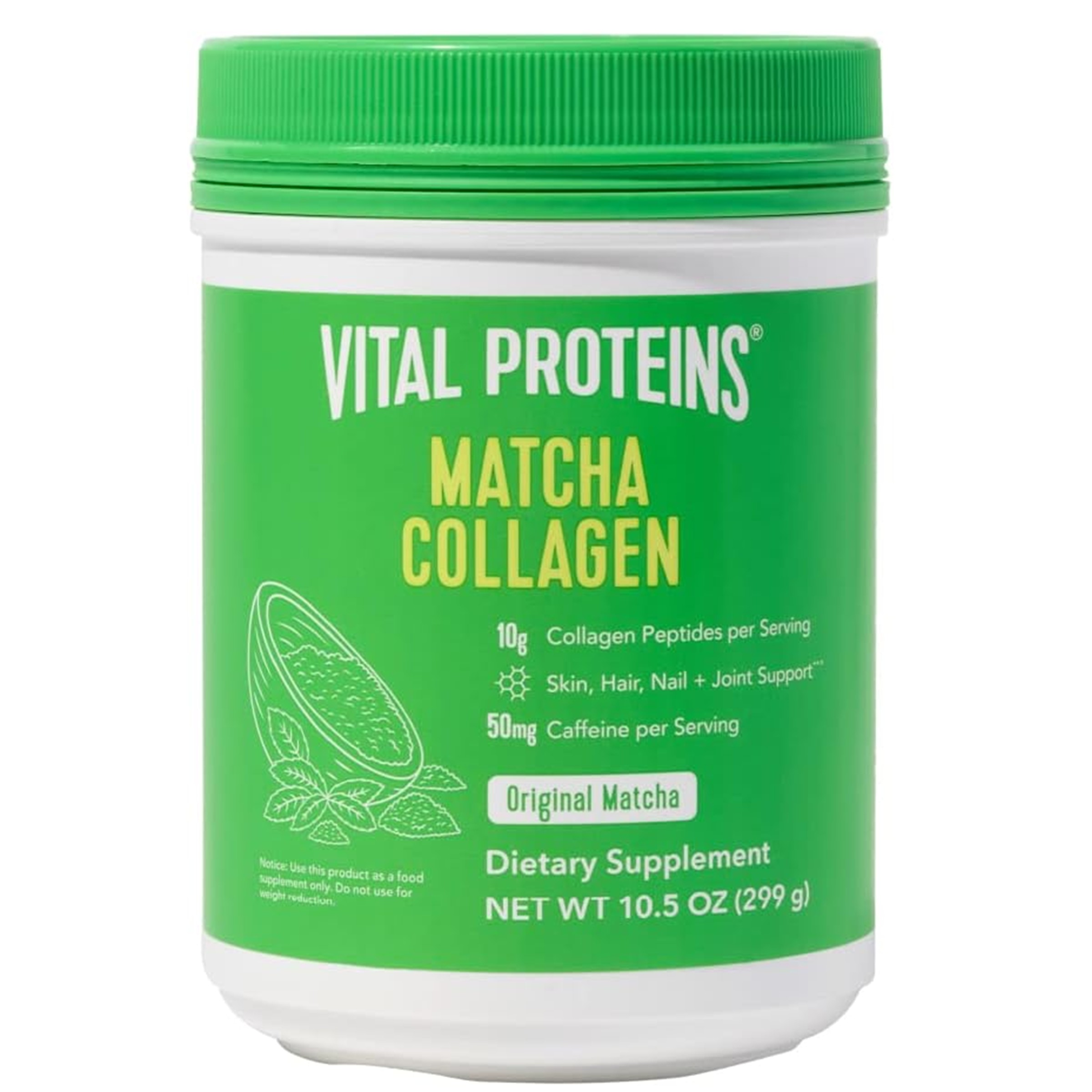 Vital Proteins Matcha Collagen Peptides Powder Supplement, Matcha Green Tea Powder, 10.5 oz, Original Flavored