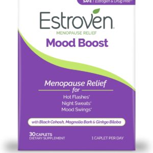 Estroven Mood Boost For Menopause Relief - 30 Ct. - Clinically Proven Ingredients That Help Manage Mood Swings, Night Sweats & Hot Flash Relief - Drug-Free and Gluten-Free