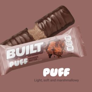 Built Bar, Puff Protein Bars, Brownie Batter Puff, 17g Protein Snacks, On-The-Go Bars, Only 140 Calories, 6g Sugar, Collagen, Gluten Free