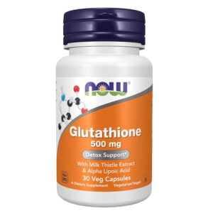 NOW Foods Supplements, Glutathione 500 mg, With Milk Thistle Extract & Alpha Lipoic Acid, Free Radical Neutralizer*, 30 Veg Capsules