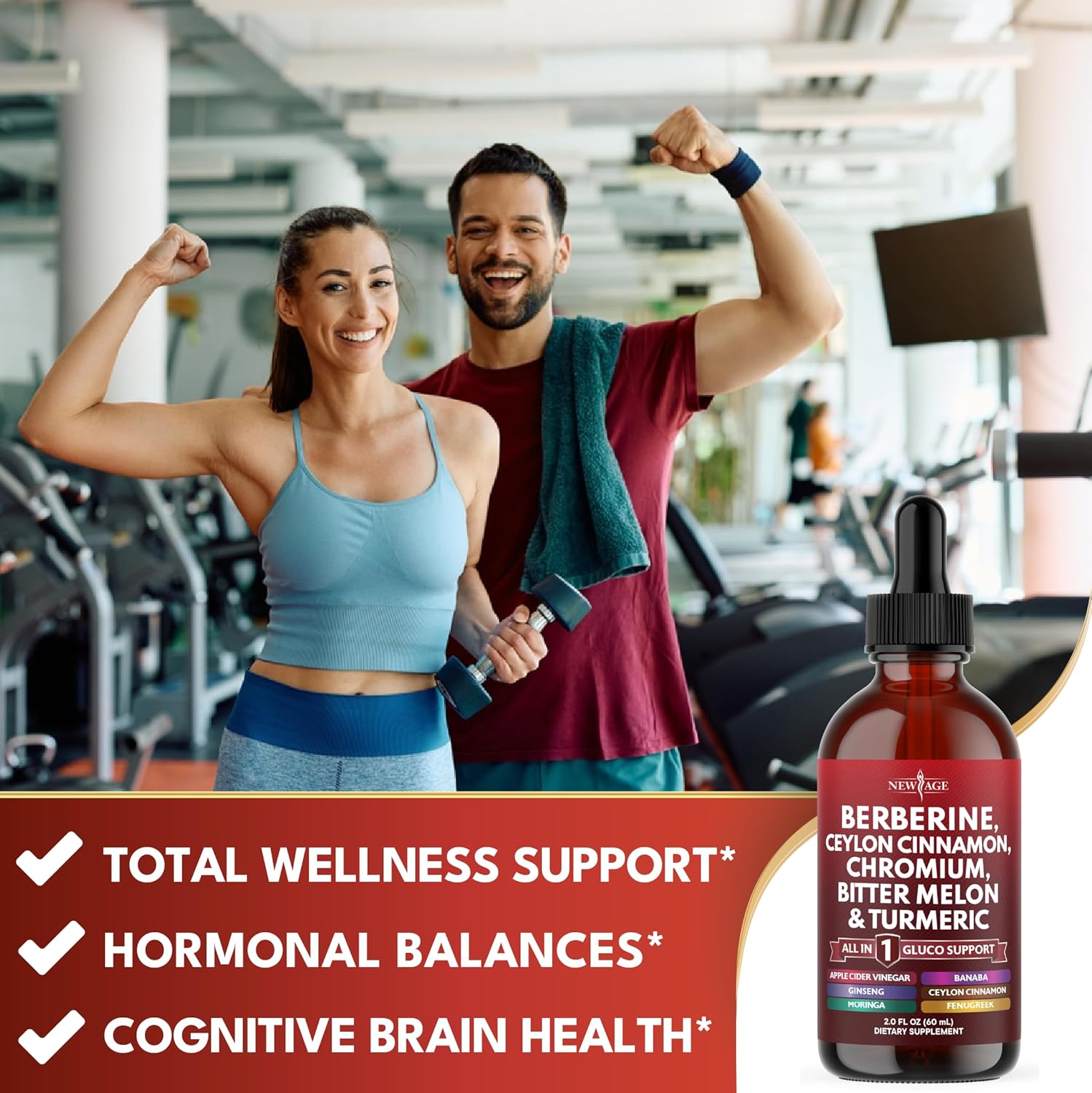 New Age Berberine with Ceylon Cinnamon Supplement Liquid Drops + Bitter Melon Extract, Glucomannan, Gymnema, Chromium, Turmeric, Panax Ginseng, Moringa- 2 OZ - Image 5