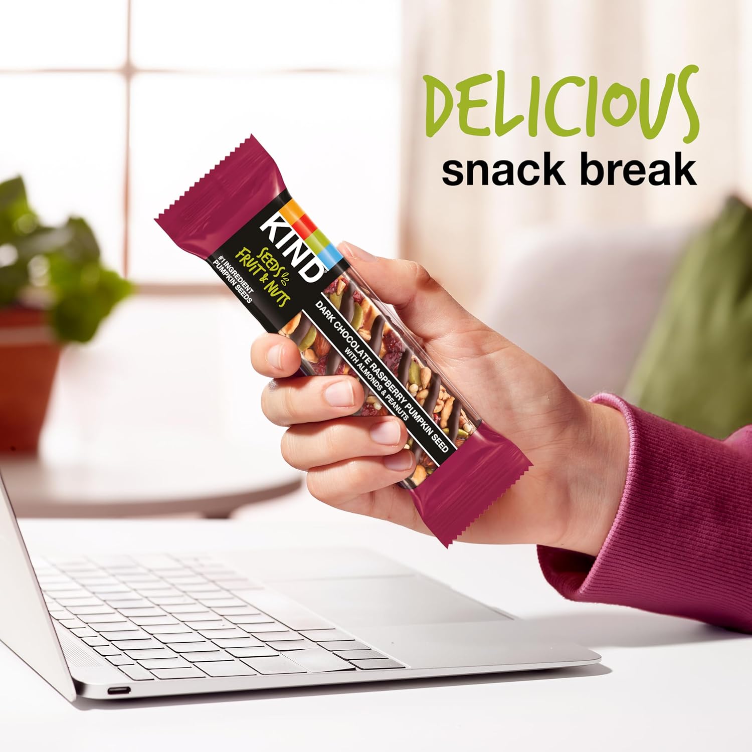 KIND Seeds Fruit & Nuts Snack Bar, Dark Chocolate Raspberry Pumpkin Seed | 5g Protein, High Fiber, Gluten Free Bars, 1.4 OZ - ONE BAR - Image 2
