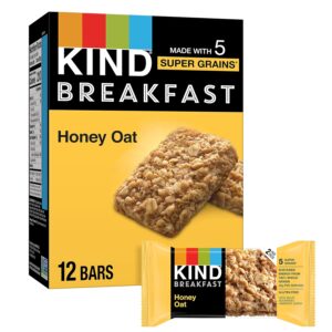 KIND Breakfast Bars, Honey Oat, Healthy Snacks, Gluten Free, 100% Whole Grains, 3g Protein, 6 Count