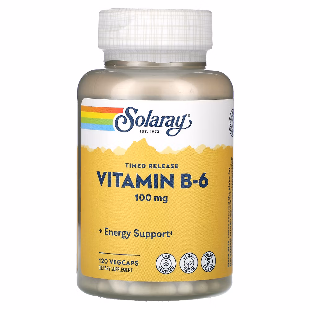 Solaray Vitamin B-6, 100 mg, 120 VegCaps
