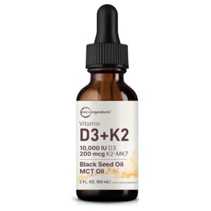 Micro Ingredients Vitamin D3 10000 iu + K2 (MK-7) 200 mcg Drops, 2 fl oz