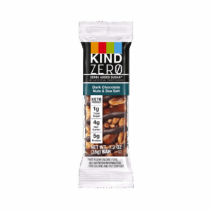 KIND ZERO Added Sugar Bars, Keto Snack, Dark Chocolate Nuts and Sea Salt, Good Source of Fiber, Gluten Free, Low Sugar, 6g Protein- One Bar