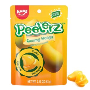 Amos Peelerz Mango Gummy Candy, Peeleble Gummy Mango Peeling Candy,Resealable 2.19oz