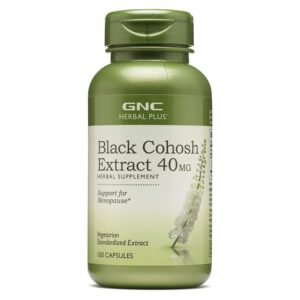 GNC Herbal Plus Black Cohosh Extract 40mg Supplement, Vegetarian, Support for Menopause, 100 Servings