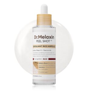 Dr Melaxin Peel Shot Glow White Rice Peeling Ampoule, Soft Exfoliating Face and Body Scrub Dead Skin Cells Remover for All Skin Types 80ml