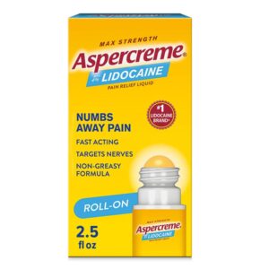 Aspercreme Odor Free Max Strength Lidocaine Pain Relief Liquid with Roll-On No Mess Applicator, 2.5 oz.