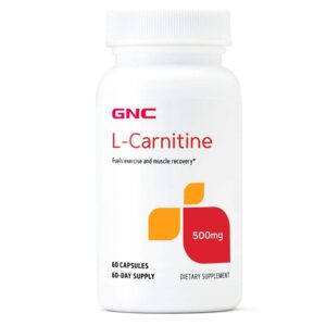 GNC L-Carnitine 500mg, Helps Metabolize Long-Chain Fatty Acids, 60 Capsules