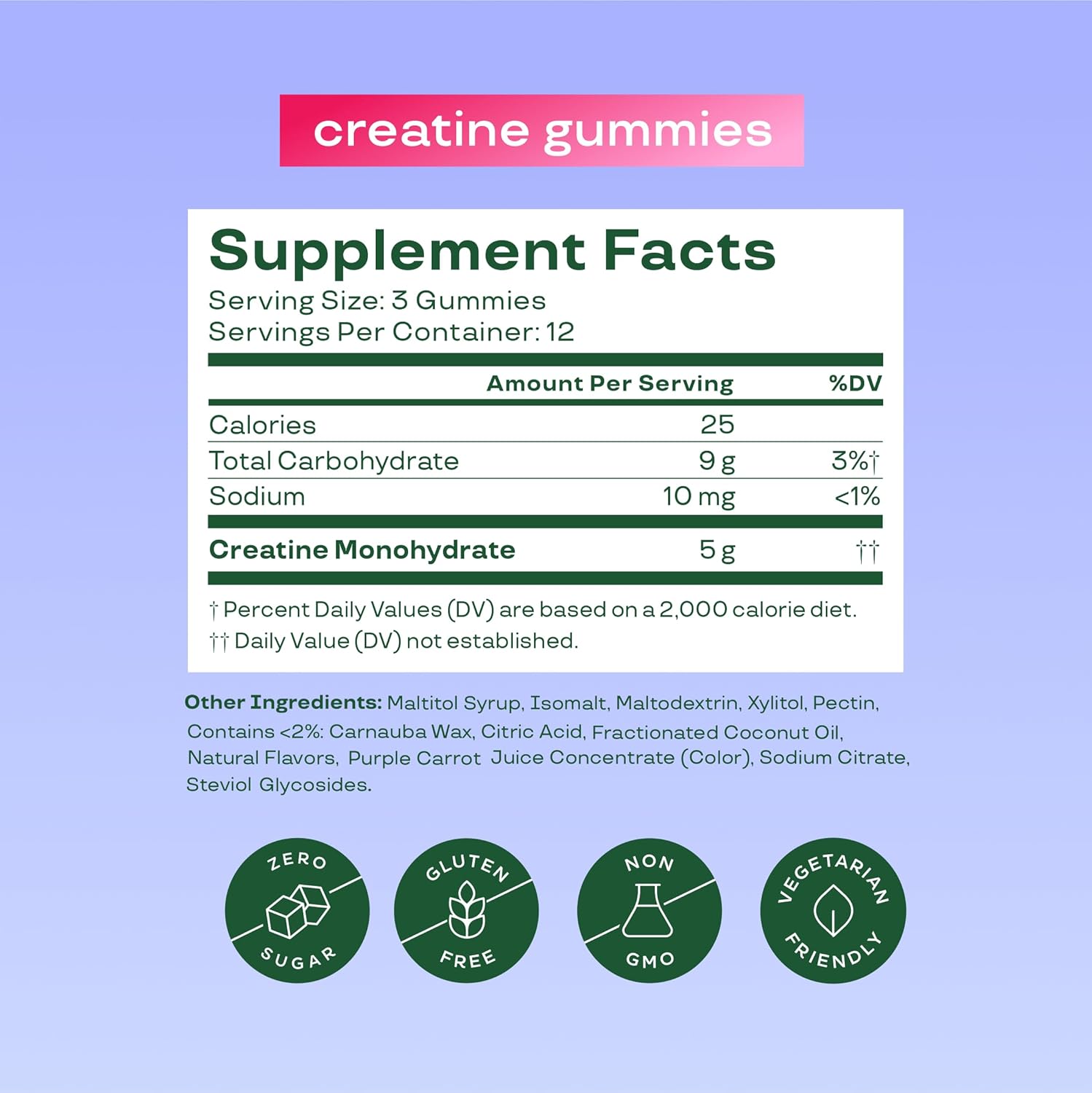 Bloom Creatine Monohydrate Gummies, 5g Per Serving, Sugar Free Creatine Gummy for Workout, Strength, Cognitive Health & Lean Muscle Support, Gluten Free & Non GMO, Berry Boost, 36 Gummies, 12 SVG - Image 4