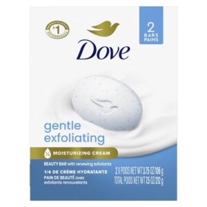 Dove Beauty Bar Gentle Exfoliating With Mild Cleanser, 3.75 oz, 2 Bars