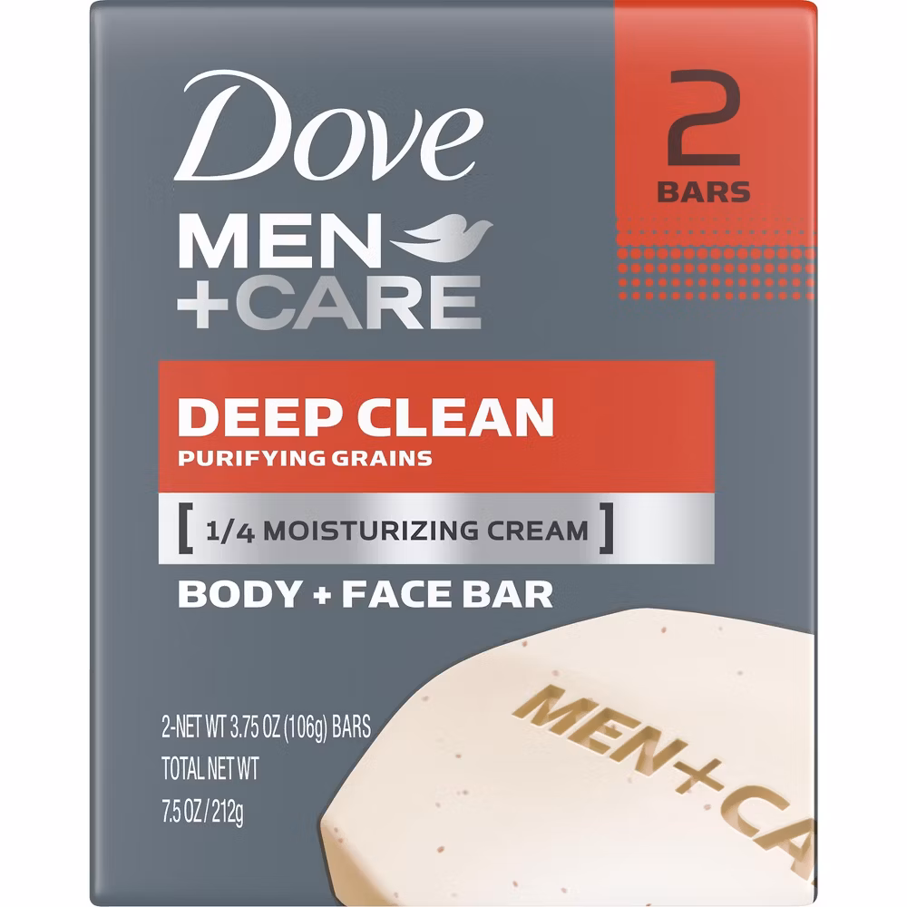 Dove Men+Care Men's Bar Soap Deep Clean, 3.75 oz, 2 Bars - Image 3