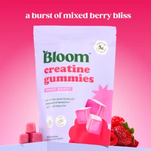 Bloom Creatine Monohydrate Gummies, 5g Per Serving, Sugar Free Creatine Gummy for Workout, Strength, Cognitive Health & Lean Muscle Support, Gluten Free & Non GMO, Berry Boost, 36 Gummies, 12 SVG