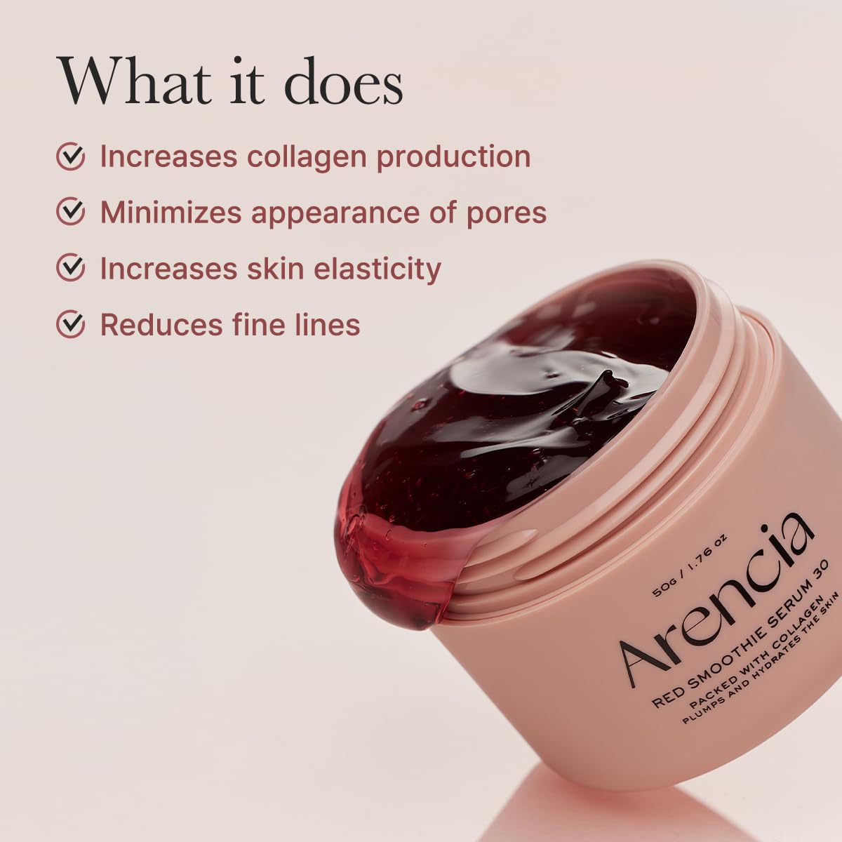 Arencia Overnight Red Smoothie Face Mask Serum, Glowing & Soothing with 30% red collagen, Niacinamide, Peptide, Vitamin E 50g - Image 4
