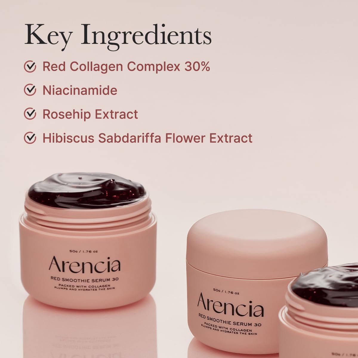 Arencia Overnight Red Smoothie Face Mask Serum, Glowing & Soothing with 30% red collagen, Niacinamide, Peptide, Vitamin E 50g - Image 5