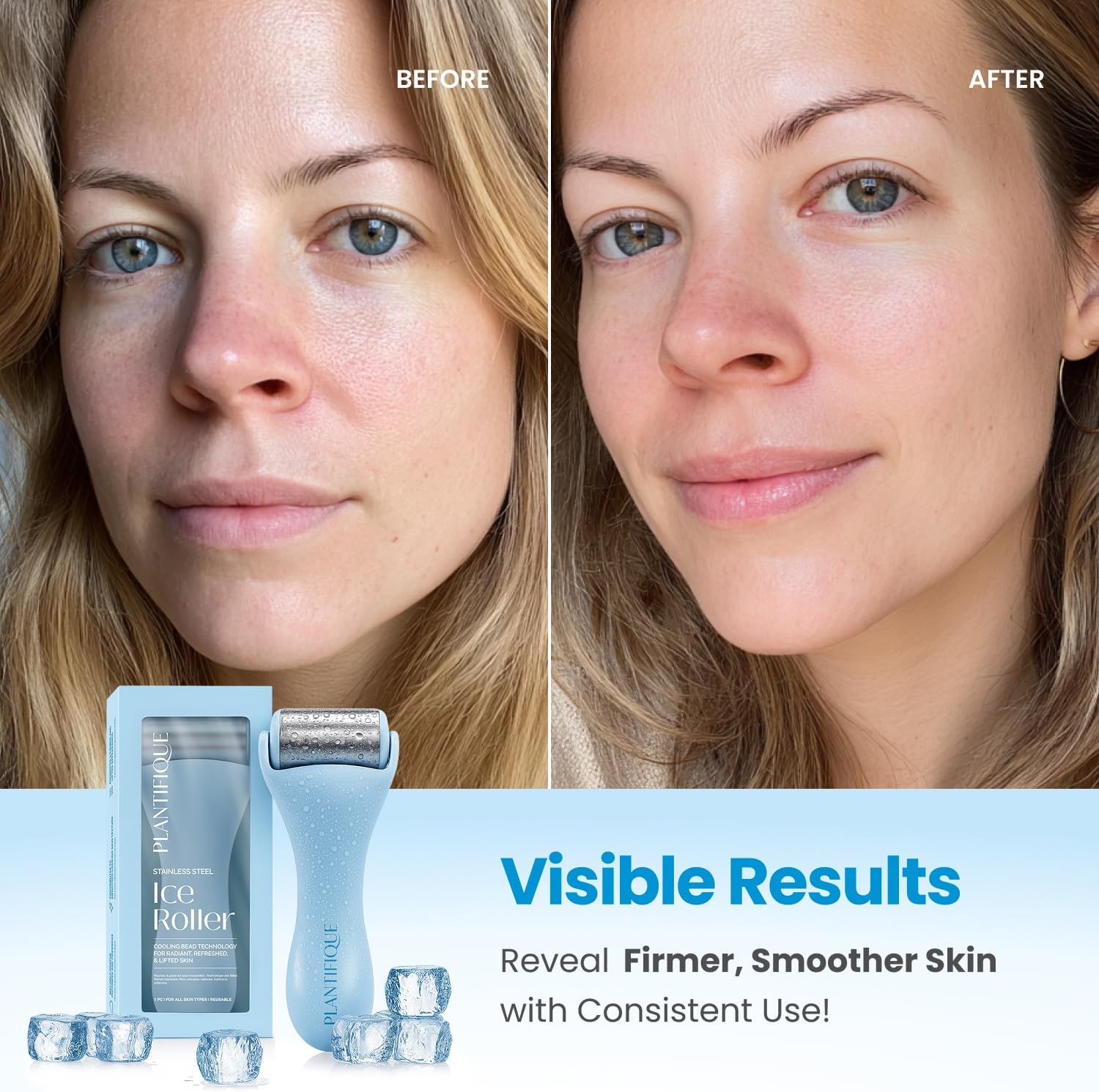 PLANTIFIQUE Facial Ice Roller - Puffiness Cryotherapy Skin Care Massage Tool - Stainless Steel Roller for Men & Women - Metal Massager for Face, Eyes and Body - Image 3