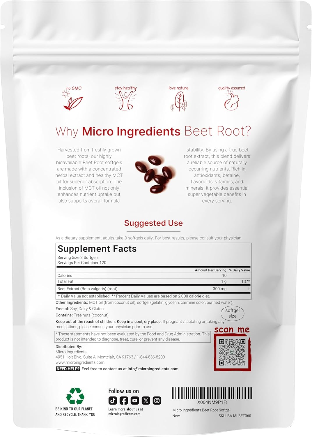 Micro Ingredients Beet Root | 360 Softgels with MCT Oil | Highly Bioavailable | Max Strength | Super Beets Supplements | Fresh Beetroot Extract | Nitric Oxide, Blood Pressure, & Heart Health Support - Image 3