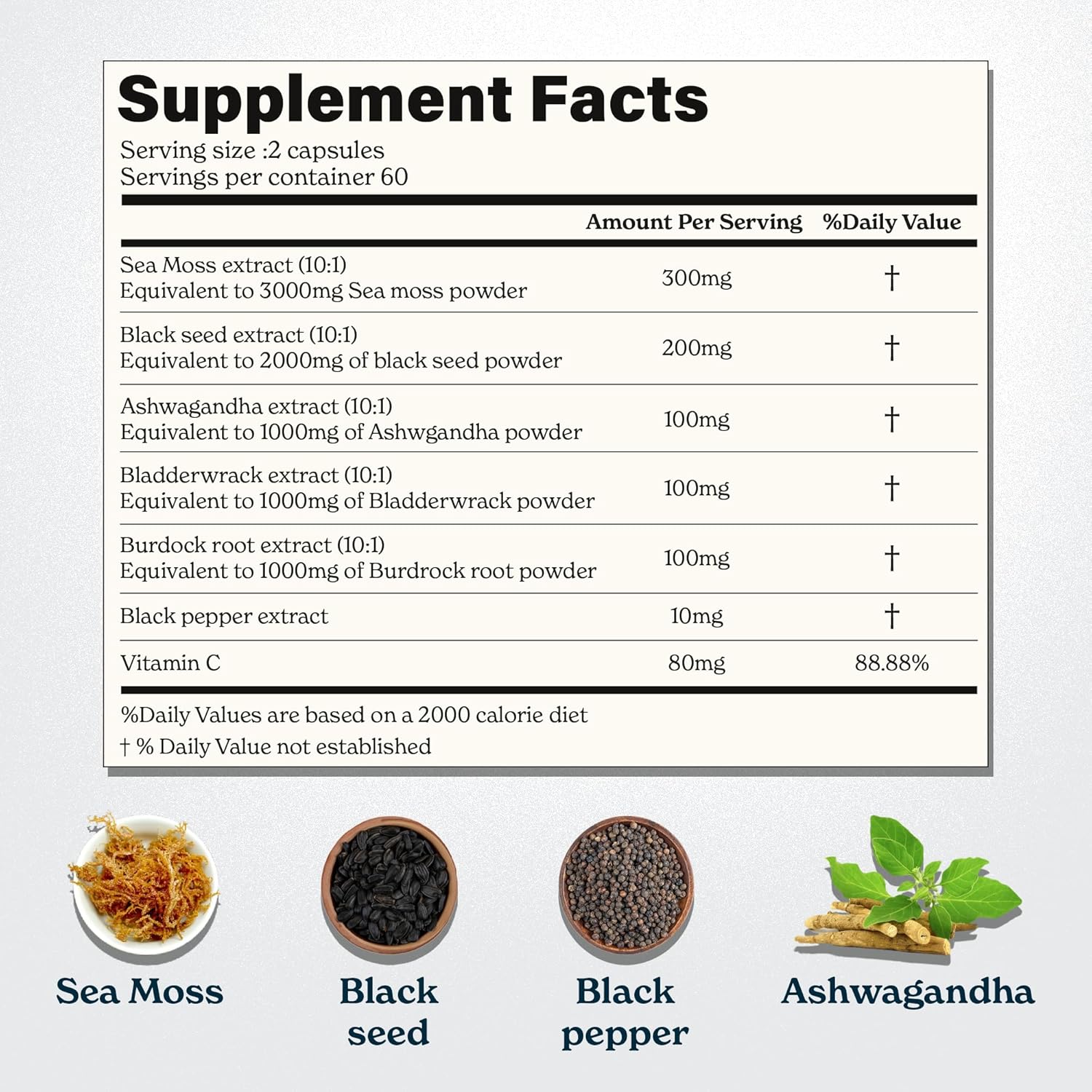Better Alt Seamoss Capsules- Irish Sea Moss with Black Seed Oil, Ashwagandha & Black Pepper for Stamina, Strength & Endurance- High Potency Sea Moss Supplement - 60 Servings, 120 Capsule - Image 3