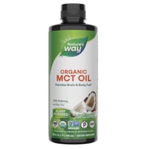 Nature's Way Organic MCT Oil, 16 Fl Oz, Brain and Body Fuel from Coconuts