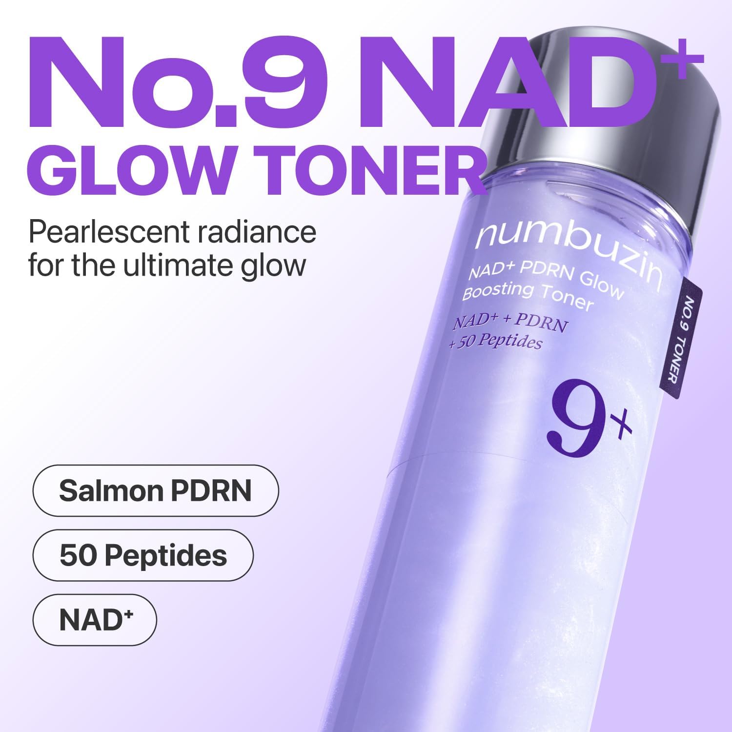 numbuzin No.9 Toner | NAD+ PDRN Glow Boosting Toner | Korean Skincare for Glowing, Firming, Wrinkles, Fine Lines | Salmon PDRN, Peptides | Essence for Aging, Dull Skin | 5.07 fl. Oz - Image 3