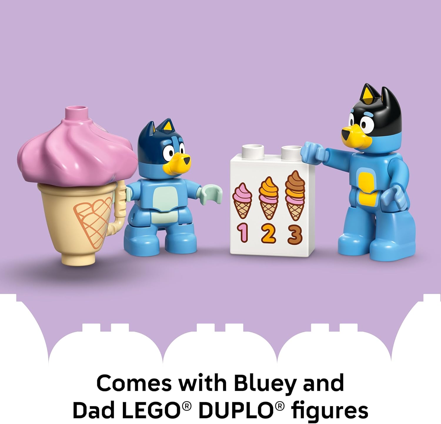 LEGO DUPLO Bluey Ice Cream Trip with Bluey - Toddler Toy for Kids, Boys, and Girls Ages 2+ - Includes Figure and Ice Cream Stand - Sensory Toy for Pretend Play - Preschool Gift Idea - 10458 - Image 7