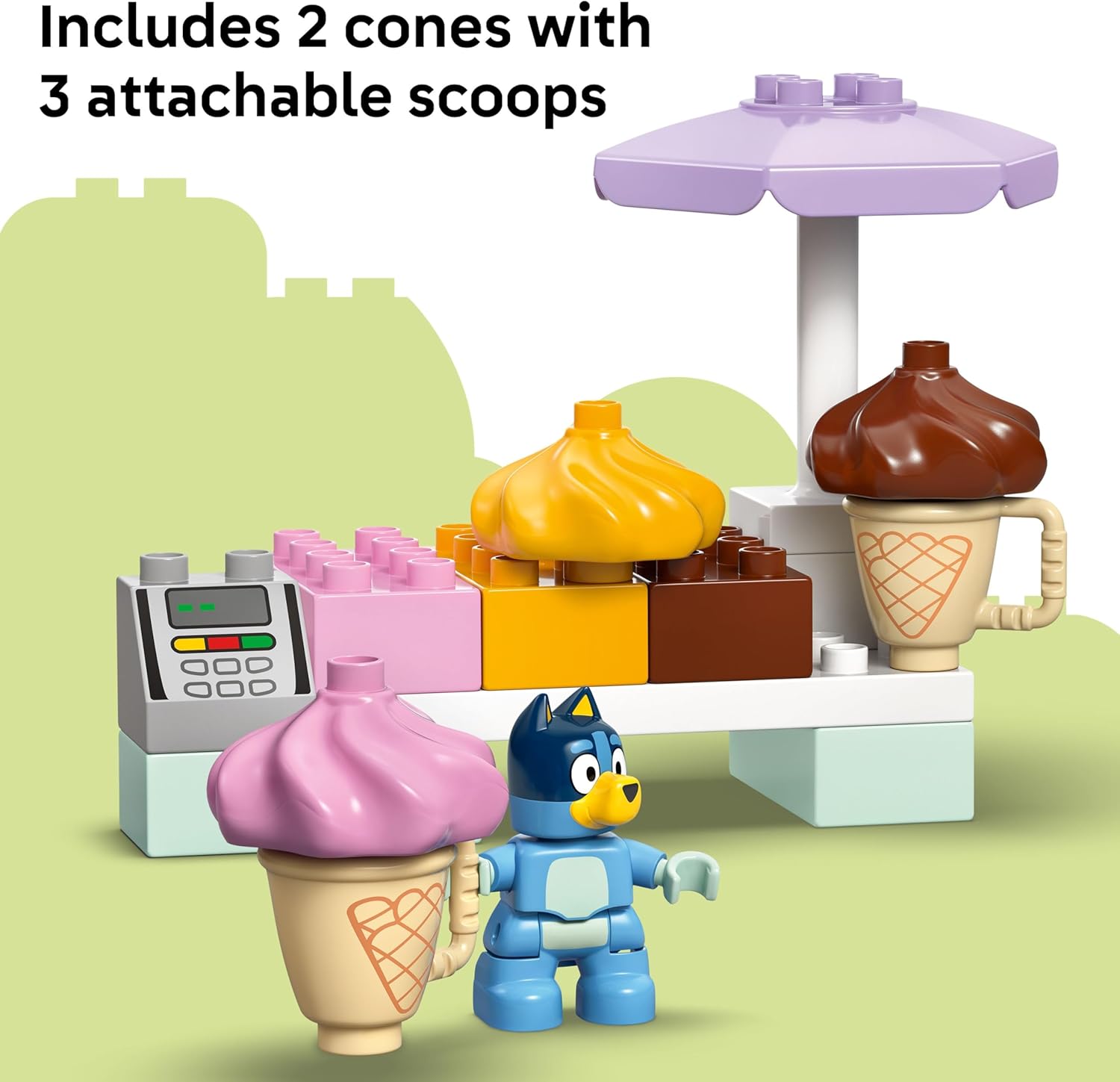 LEGO DUPLO Bluey Ice Cream Trip with Bluey - Toddler Toy for Kids, Boys, and Girls Ages 2+ - Includes Figure and Ice Cream Stand - Sensory Toy for Pretend Play - Preschool Gift Idea - 10458 - Image 6
