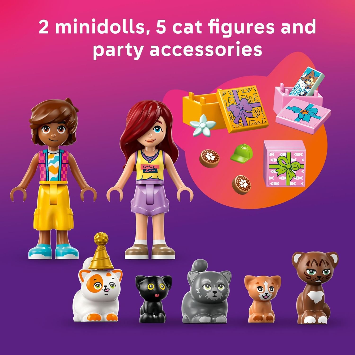 LEGO Friends Cat Birthday Party & Tree House Building Toy - Pretend Play Building Blocks W/Cat Toys & 2 Minidolls - Creative Storytelling Kids Toy for Girls and Boys, 9+- 42666 - Image 6